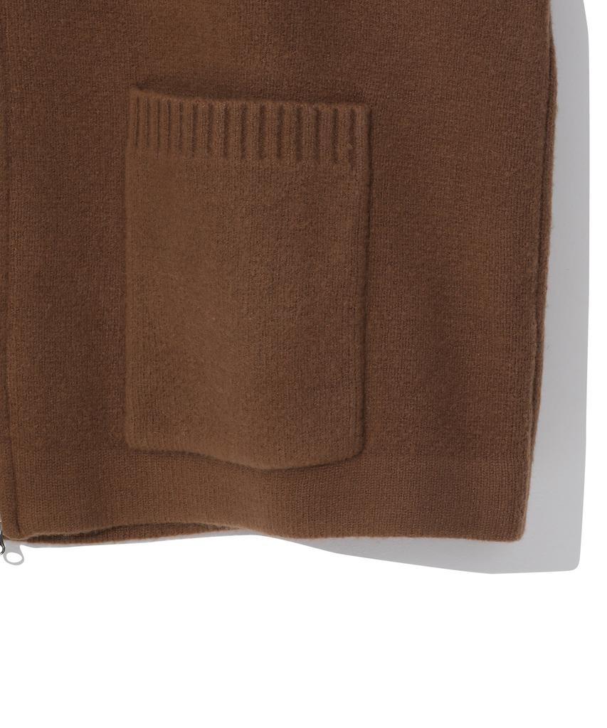 BEENTRILL Essential Turtleneck Two-Way Knit Zip-Up (Camel)