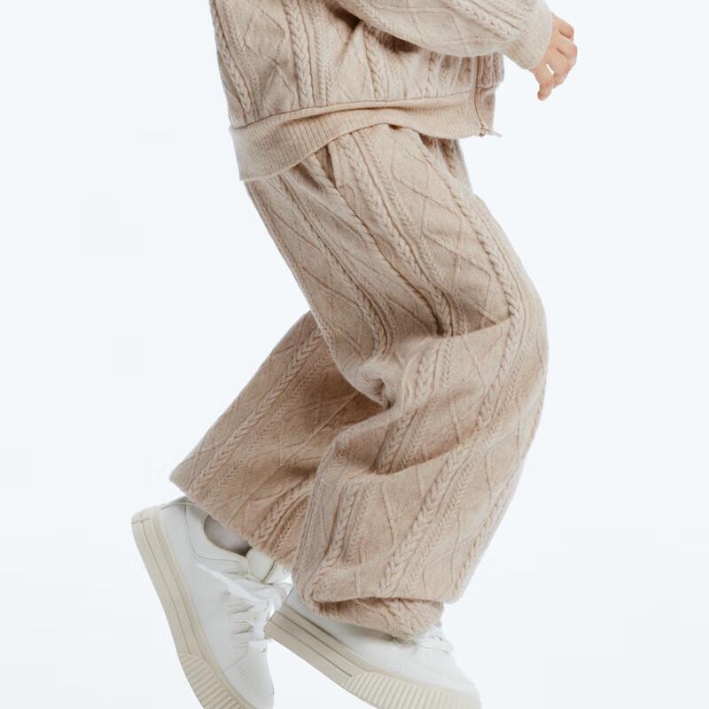 little MO&Co. Kids' Autumn Knitted Twisted Texture Straight-Leg Pants