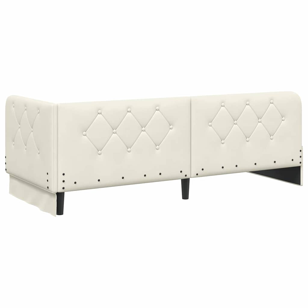 Corner Bed Frame Cream 80 X 200 Cm Velvet