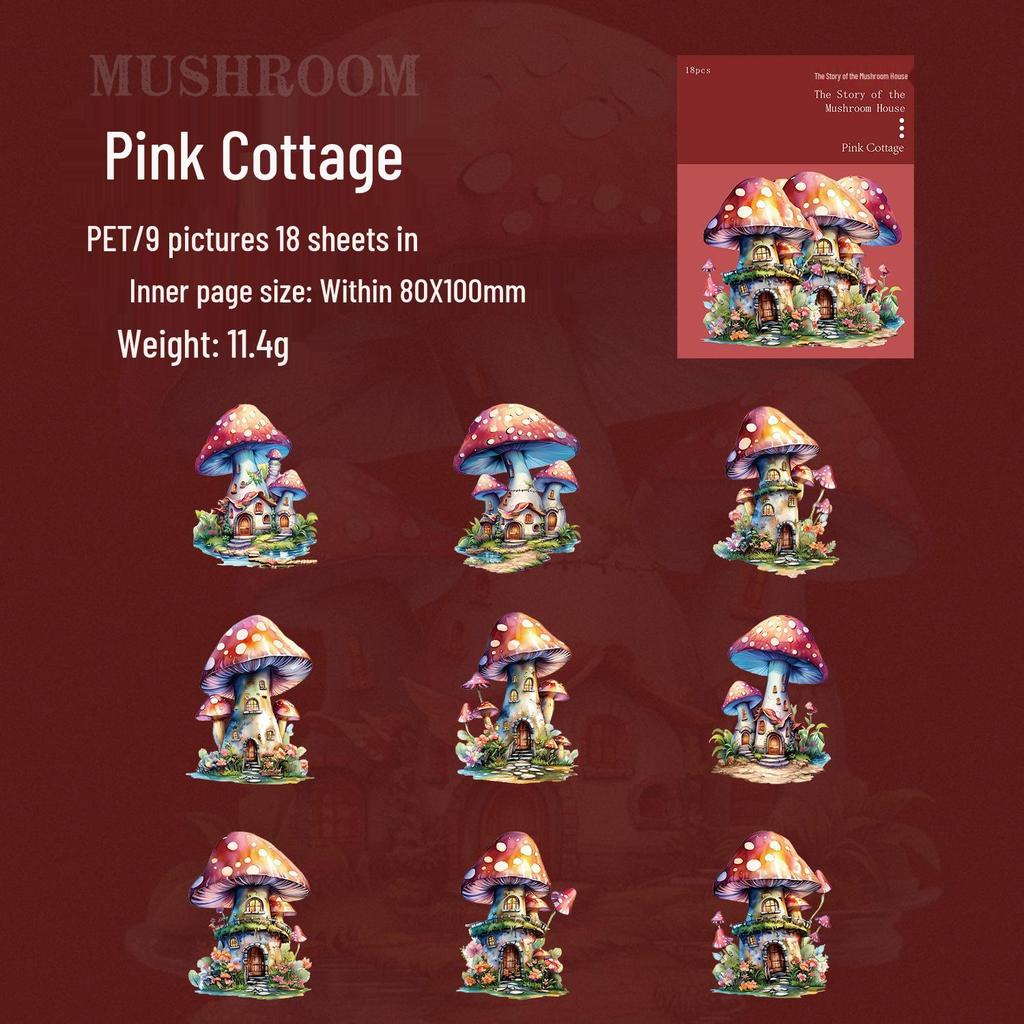 Dark Shadow Phantom Forest Theme Sticker Pack: Mushroom House Story Series - 18 Sheets of Scenery Stickers