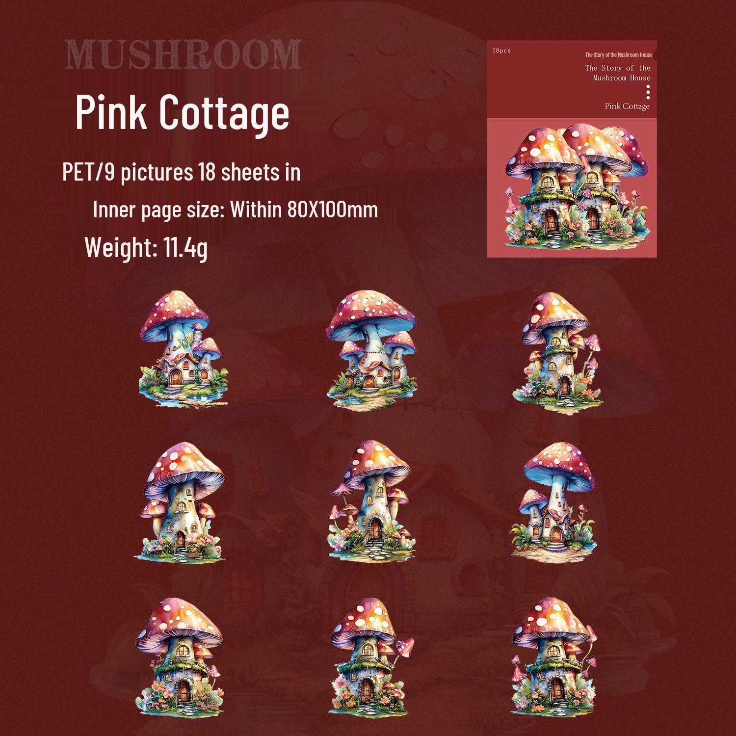 Тематический набор наклеек «Темный Призрак Леса»: Серия «История Грибного Домика» - 18 Листов Наклеек с Пейзажами