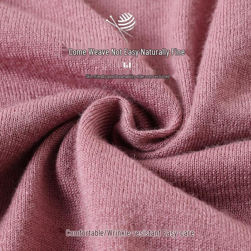 Women's V-Neck Ribbed Knit Long-Sleeve Mature Top
