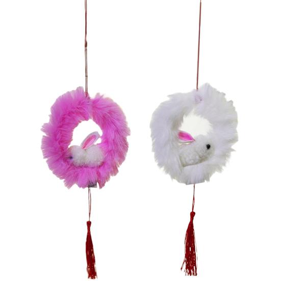 Chinese New Year Rabbit Lantern DIY Handheld Velvet Bunny Lantern for Mid-Autumn Spring Festival Decoration