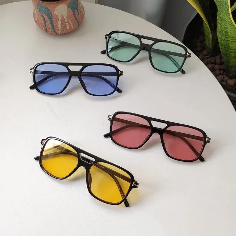 Vintage Oversized Sunglasses Fashion Men Women Square Shades Eyewear Trendy Ins Popular Brand Design UV400 Sun Glasses