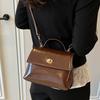 Retro Feeling Hand Carry Small Square Bag Women 2025 New Korean Version Ins Fashion Shoulder Bag Simple Oil Wax Leather Messenger Bag