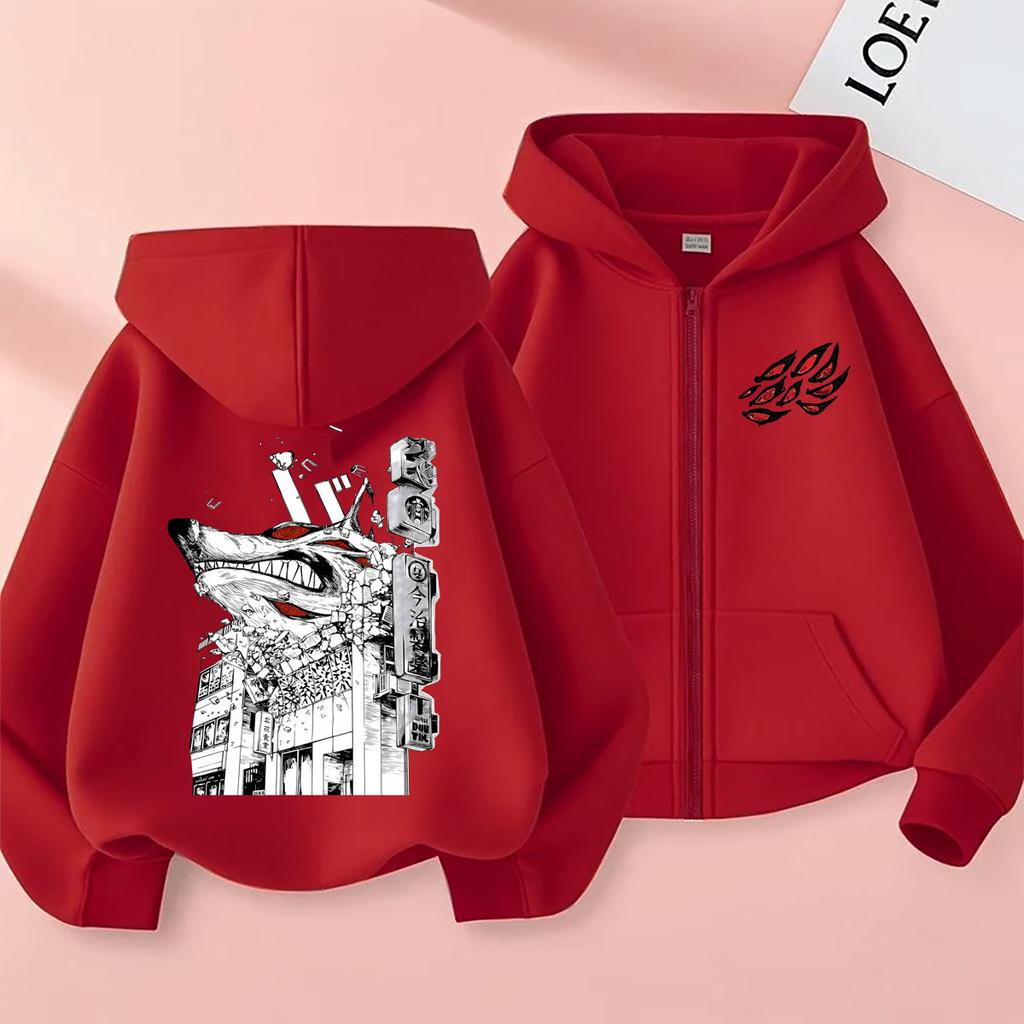 Anime Chaaw Man Zipper Hoodie Hayakawa Aki Summon Kon Fox Devil Zip Up Jacket Coat Men Women Casual Cartoon Manga Streetwear