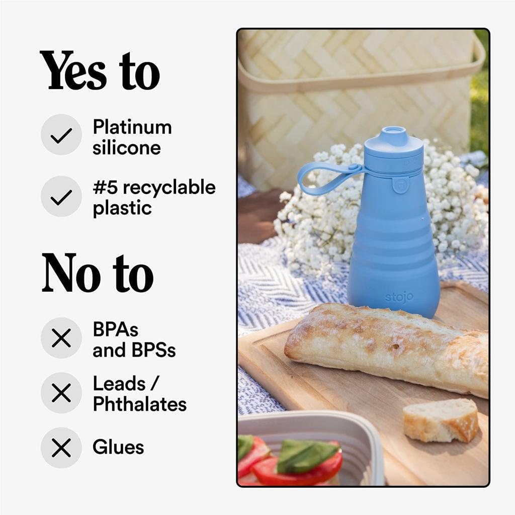 Stojo 590ml Steel Silicone Foldable Water Bottle