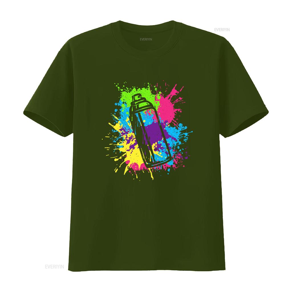 Fat Cap Graffiti Spray Paint Cans Street Art Artist T Shirt Colorful Design For Urban Style Vintage Washed Comfortable