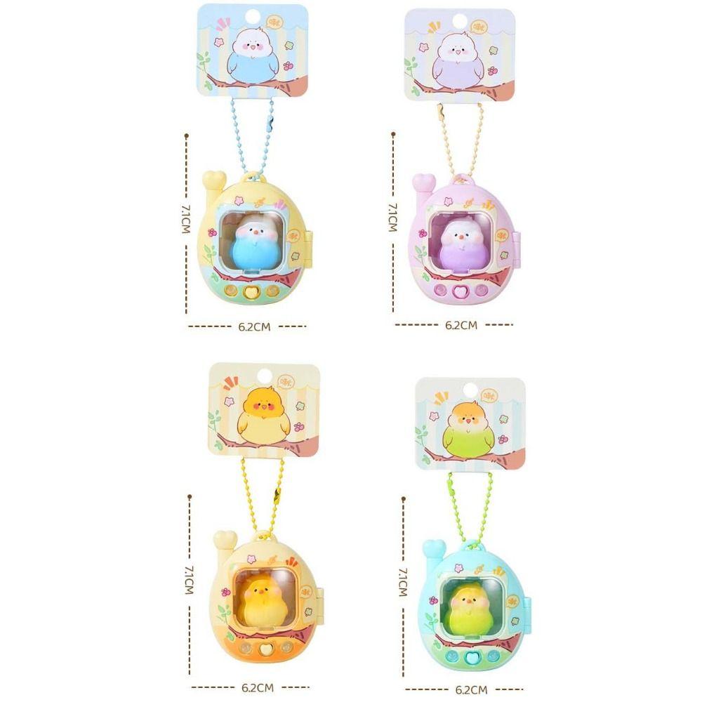 Retro Television Light Up Pendant Press Flash Birds Doll Keyring Parrot Keychain Birthday Gifts