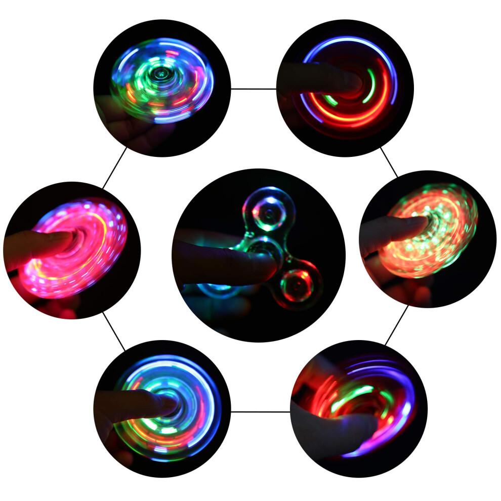 SCIONE Crystal LED Light Fidget Spinner for Kids,LED Light up Fidget Toy for Toddlers,Glow in The Dark Party Supplies Stress Relief for Children Adul