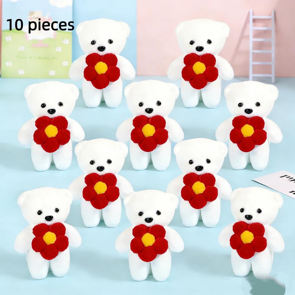 7/10Pcs Valentines Day Gift Bouquet Bear Ice Cream Flower Bear For Wedding Bouquet Cute Bear Beautiful Flower Gift Home Decor