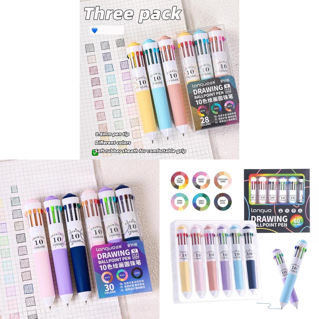 Color Pressbutton Ballpoint Pen With Sketching And Drawing For Students