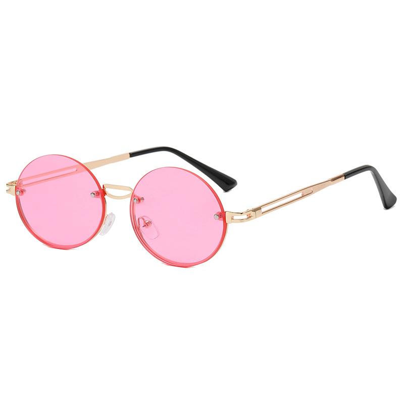 Round Shape Rimless Sunglasses For Woman Vintage Style Anti-Reflective Sun Glasses Woman Stylish Travelling Men Sunglass