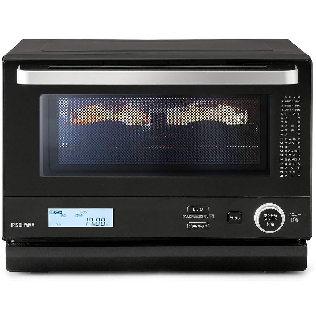 IRIS OHYAMA Cuptor cu microunde cu abur 18L Masă plată Economisire timp Viteza de gătire Încălzire Meniu automat 20 tipuri Negru MO-F1808A