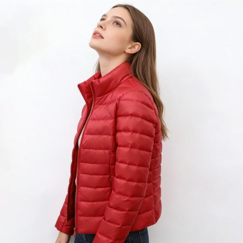 Womens Lightweight Down Jacket Winter Short Puffer Coat Stand Collar Slim Fit 7XL Duck 50% Fill Power