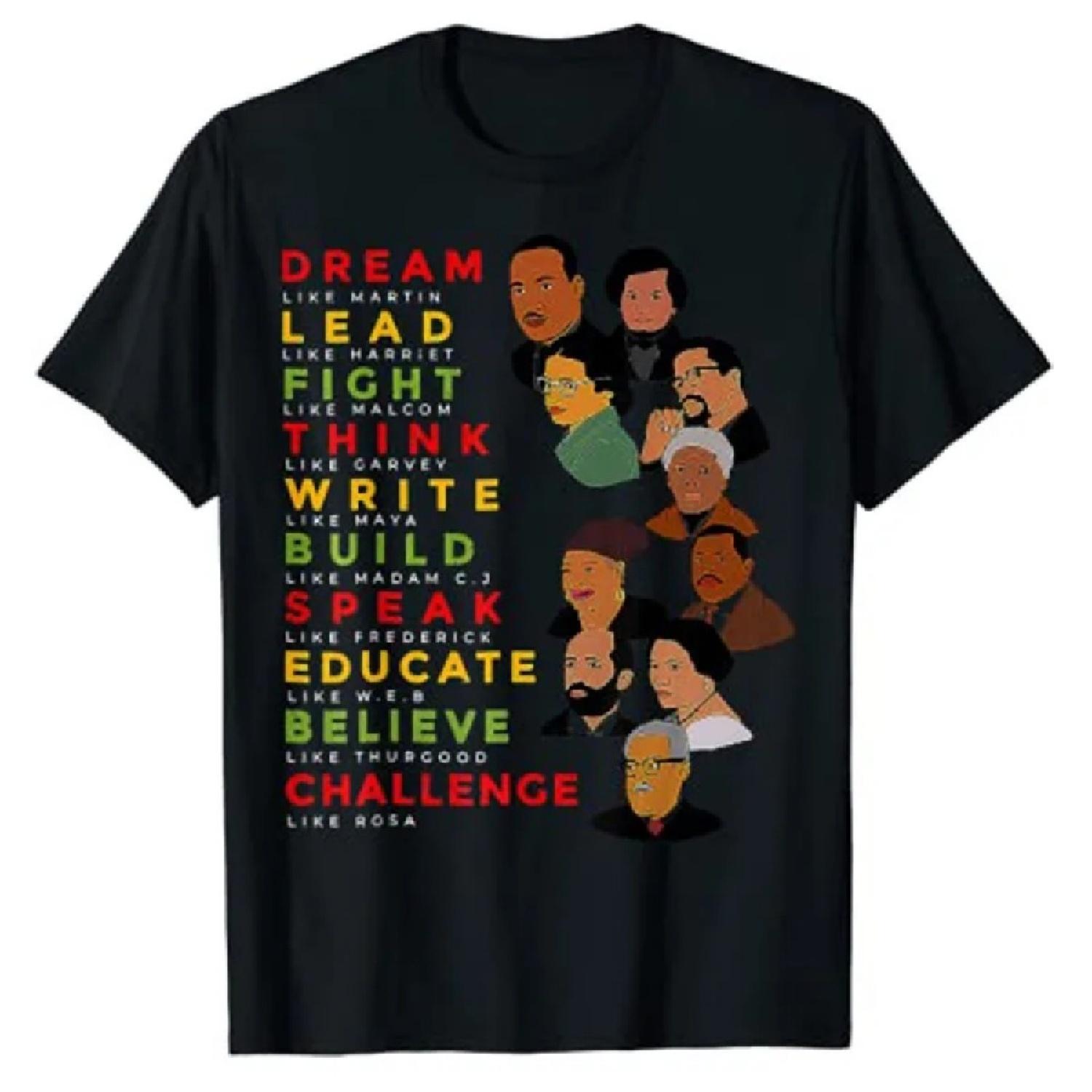 

Dream Like Martin Lead Like Harriet Black History Month T-Shirt Best Seller Funny Black-pride Tee Tops Short Sleeve Blouses Gift XXXXXL чорний
