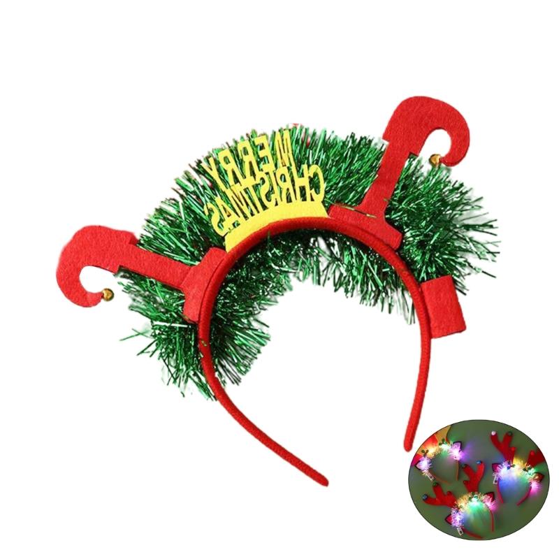 Christmas Glowing Tinsel Headband Festival Hair Hoop Party Performances Headpiece Halloween Party Costume Prop Unisex
