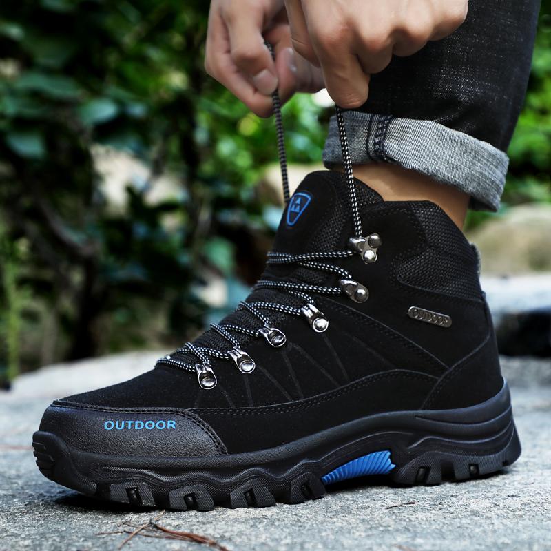 Autumn  Winter High Top Men's Shoes Outdoor Hiking Shoes Non-slip Wear-resistant Sole Hiking Shoes