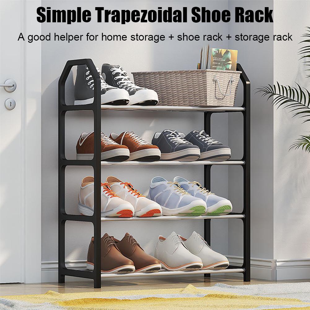 Four Layer Trapezoidal Shoe Rack Multifunctional Easy Assembly Home Dormitory Storage Cabinet for Balcony