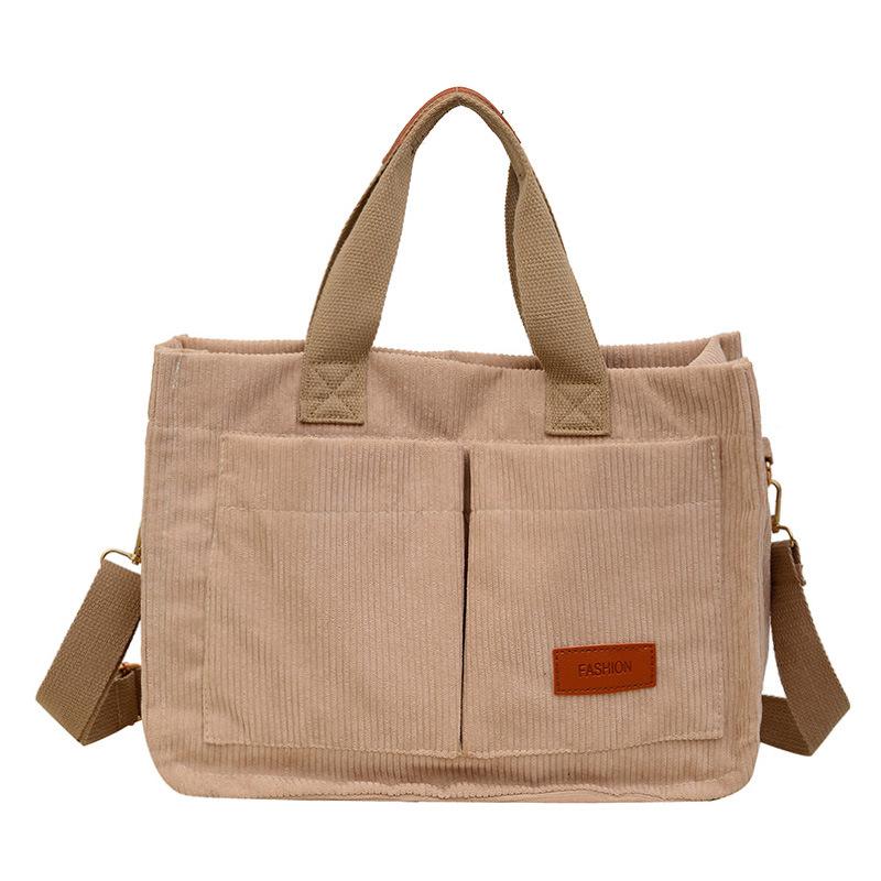 

Японська вельветова сумка великої місткості 2024 нова модна та універсальна студентська сумка-месенджер оксамитова повсякденна сумка-тоут для занять хакі