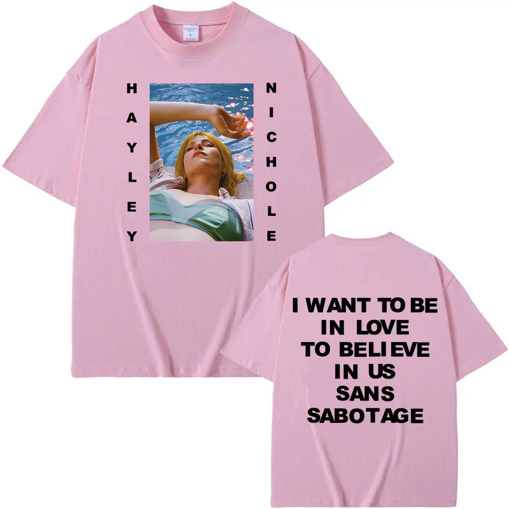 Hayley Williams T-shirts 2025 Summer Rock Sleeve Oversized 100%Cotton Clothes Round Neck High Quality Singer's same style tops
