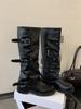 Thick-soled Coffee-colored Long Tube Knight Boots Women's Shoes 2025 New Autumn and Winter Trousers Stacking Boots Medium Tube Thin Long Boots
