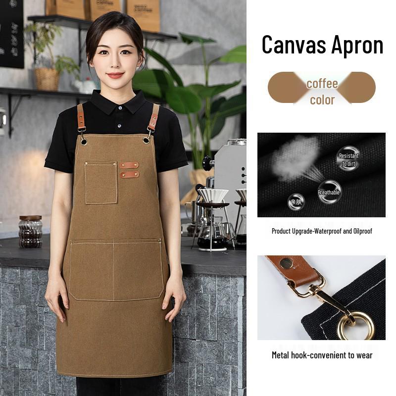 Customizable Stain-Resistant Waterproof Canvas Apron for Barista, Salon, and Gardening