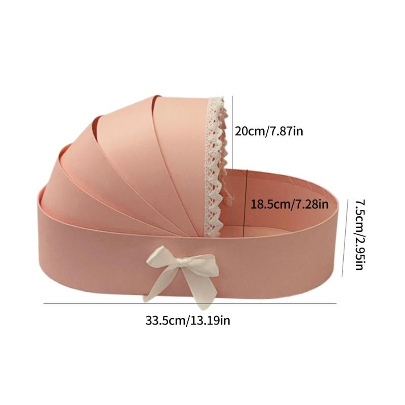 Baby Showers Empty Hamper Basket Cradle Gift Box Cardboard Flower Basket Floral Arrangement Box For Baby Showers Wedding