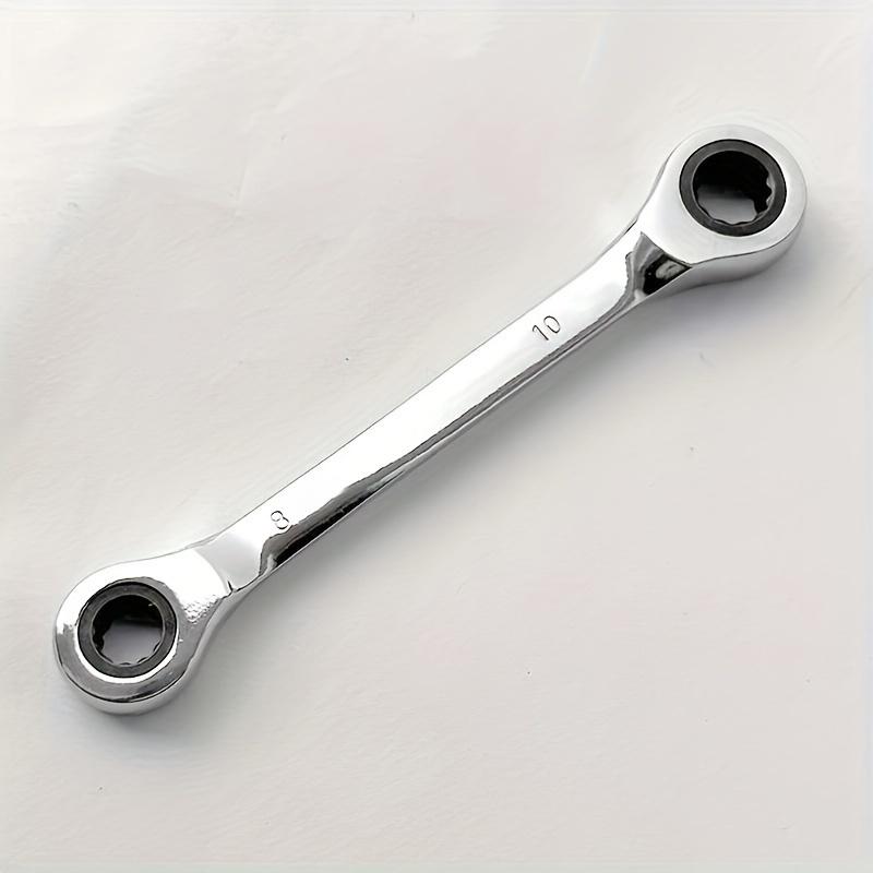 

1 шт. Сверхпрочная трещотка из хром-ванадиевой стали 12-в-1, двусторонняя, реверсивная, регулируемая (8-10мм) для DIY и промышленного использования, гаечный ключ 8-10mm серебряный