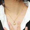 Ins Best Selling  316L Stainless Steel 18K Face Textured Oval Pendant Charms Necklace for Women Waterproof Jewelry