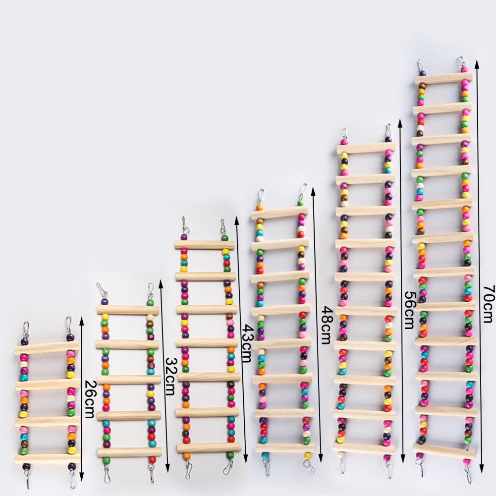 Bird Ladder Colorful Beads Swing Combination Bird Toy Parrots Chewing Training Toy Pet Bird Hanging Hammock Bird Climbing Ladder