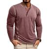Herren Plus Size Langarm Henley T-Shirt Lässig Rundhals Tägliches Oberteil