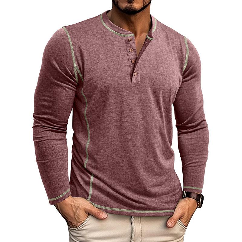 Herren Plus Size Langarm Henley T-Shirt Lässig Rundhals Tägliches Oberteil