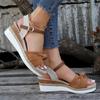 Fashion Summer Mix Color Platform Sandals Women Comfort Med Heels Espadrille Shoes Woman Ankle Buckle Wedges Sandalias De Mujer