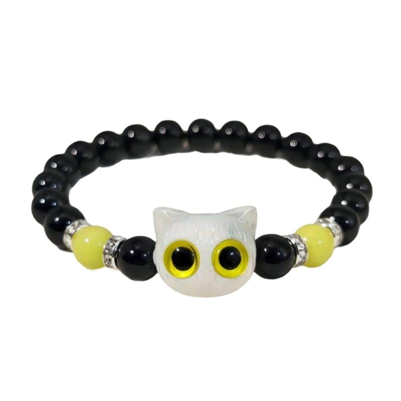 Lovely Bracelet Resin Luminous Bead Bracelet Comfortable Cat Hand Chain Great for Everyday Life and Dating
