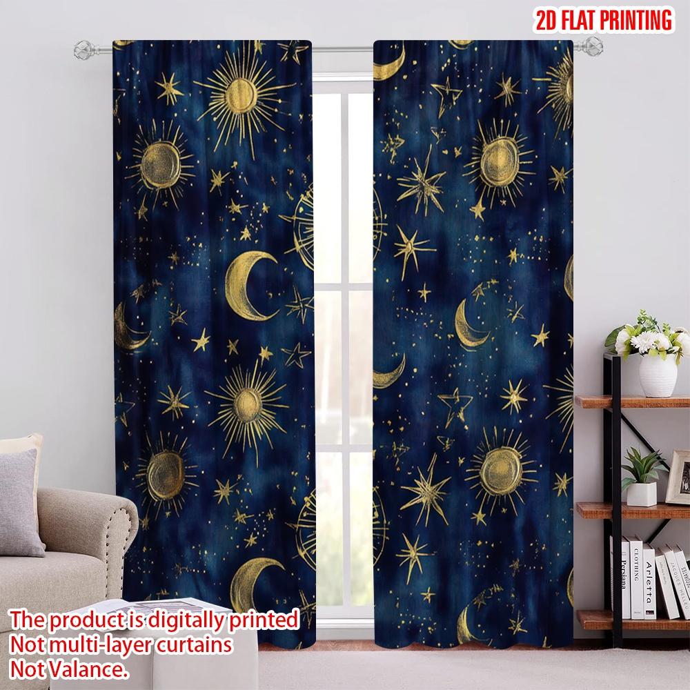 

2D flat printing 2pcs Drapes Boho Outer Space Light Filter summer party decorations Use for Holiday Decor 52.50 × 116.00 cm 2 pcs