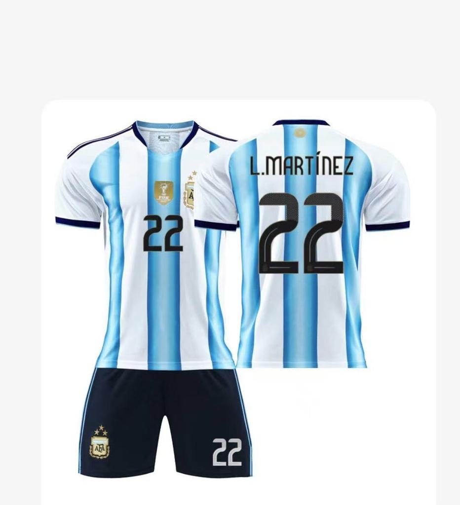Argentina Home No. 10 Messi & No. 21 Dybala Kids Soccer Jersey Set - World Cup 2526
