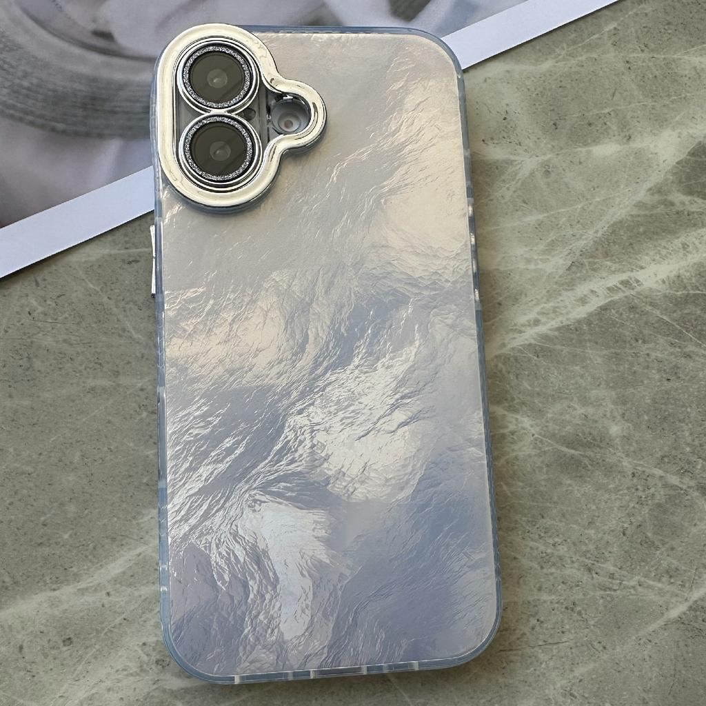 Für iPhone 16 Hülle Sturzsicher TPU+PC Handyhülle Zinnfolien-Textur