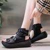 Women's Sandals Summer 2026 Mid Heeled Wedges Shoes for Women Retro Leather Gladiator Sandals Platform Rome Sandalias