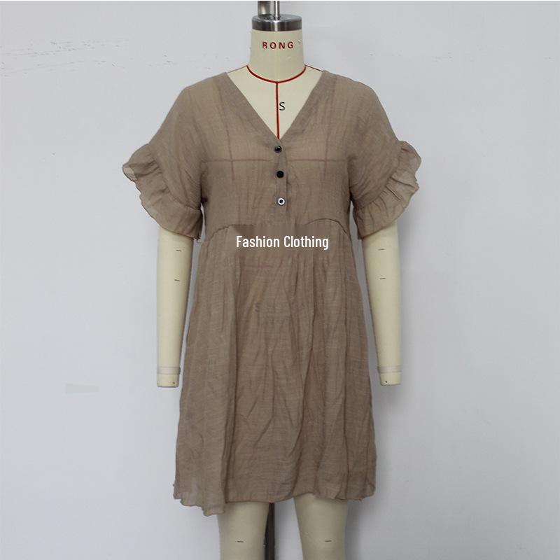 Cross-border Sun Protection Ruffle Cuff See-through Bikini Cover-up Dress