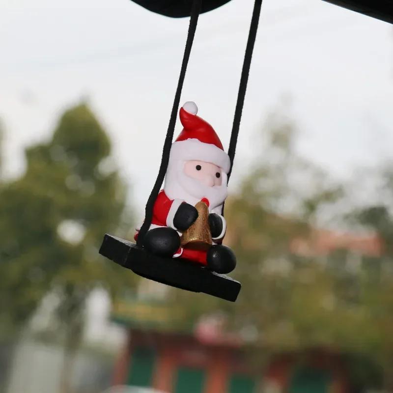 Cute Santa Claus Decoration Car Hanging Ornaments Auto Rearview Mirror Pendant Swinging Automobile Interior Styling Accessories