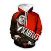 Cross Border Popular Scarface 3D Printed Long Sleeved Sweatshirt for European and American Men's Casual Hooded Sweatshirt