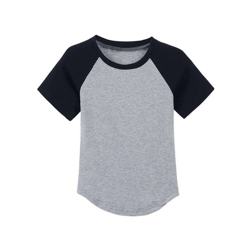 Women's Crew Neck Short Sleeve Top Slim Fit Casual Raglan Tee Fashion Cropped Crop Top