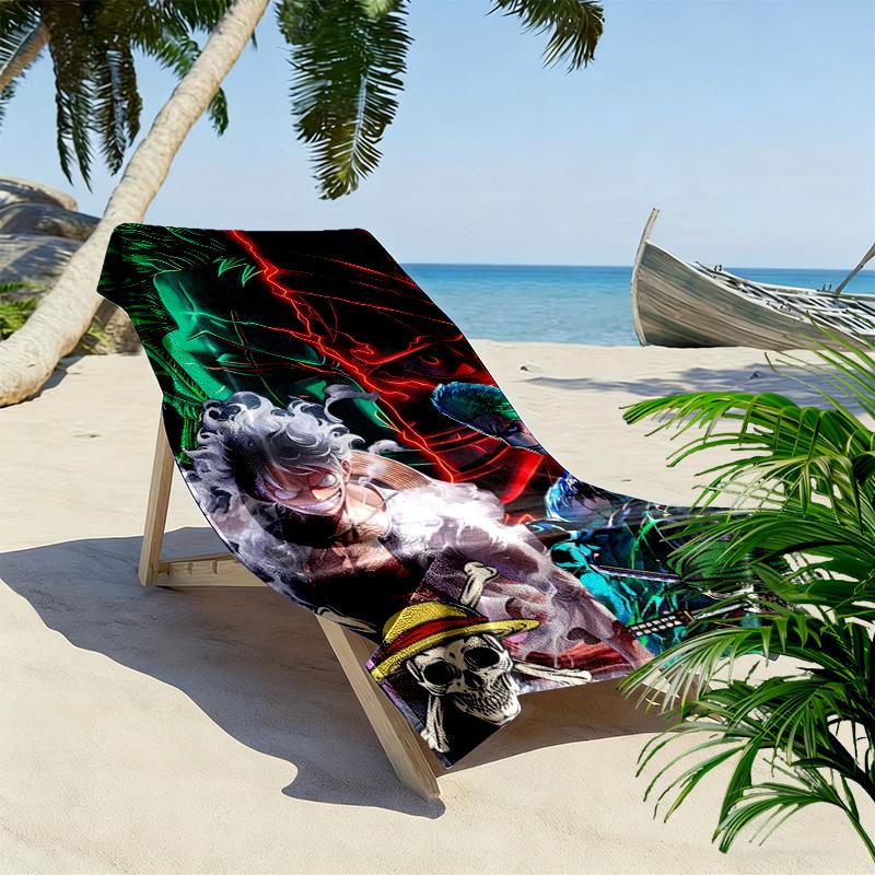 Pirate Anime Print Beach Towel, Large Soft Quick Dry Towel for Beach Camping Swimming