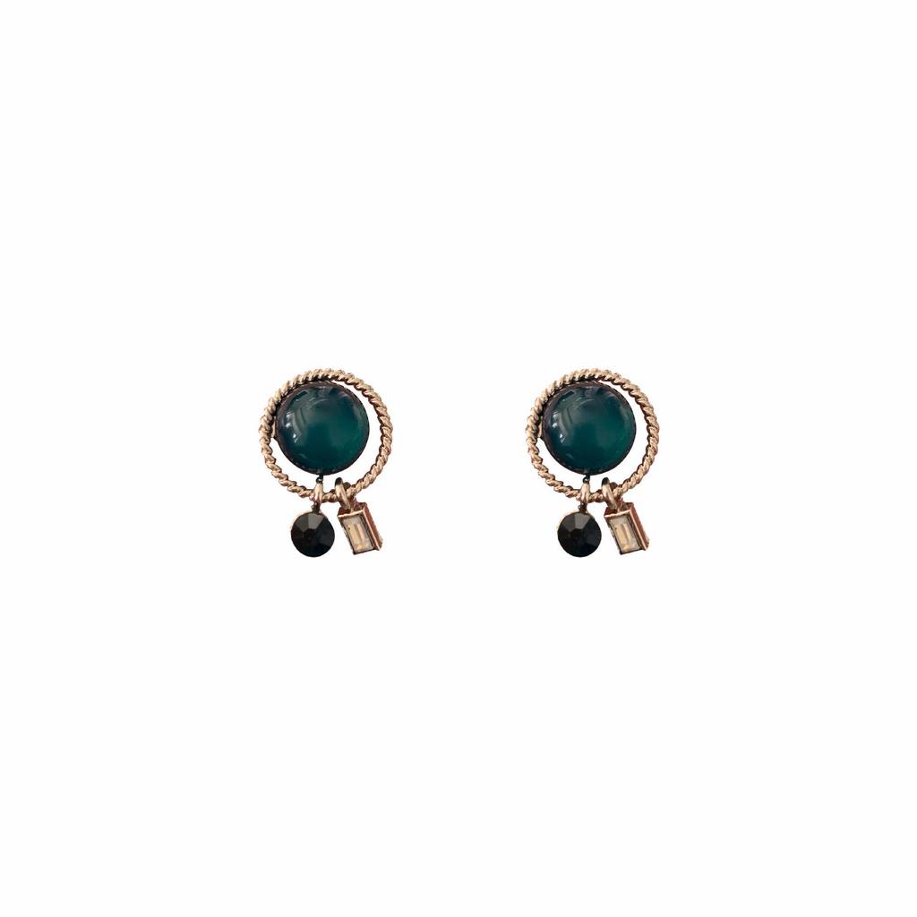 "Venice Lake Water" Cat's Eye Retro Stud Earrings – Mosquito Coil Ear Clips for Women, No Piercings Needed
