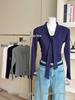 Women's Urban Style V-Neck Long Sleeve Slimming Shirt with Shawl Decoration for Early Autumn