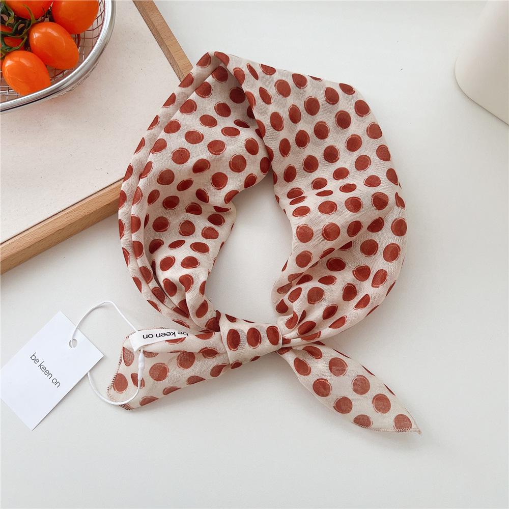 55 Polka Dot Silk Scarf: Spring Summer Korean Fashion Headscarf & Decorative Hairband for Women