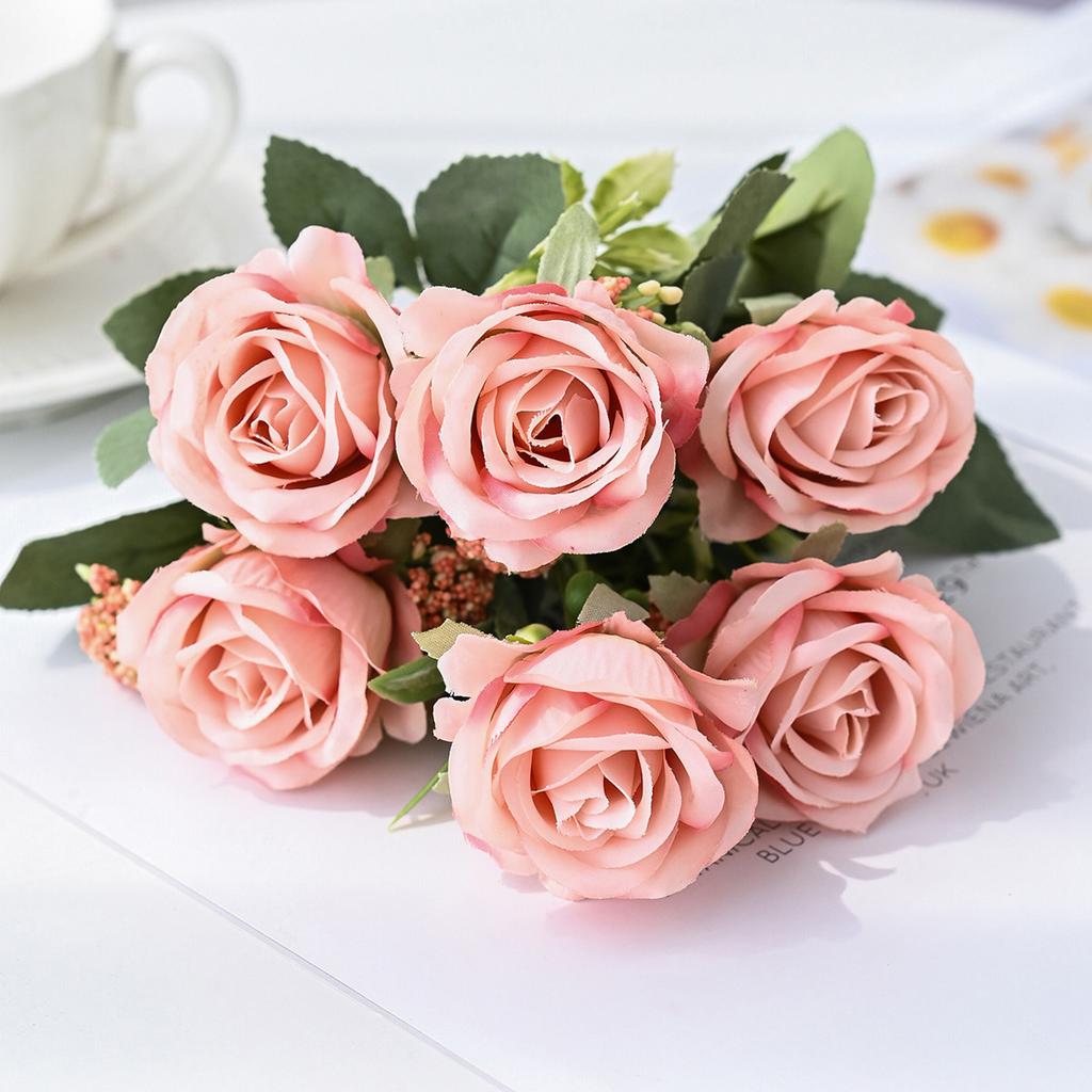 1/4PCS Silk Artificial Flowers Rose Bouquet Christmas Garden Home Wedding Bridal Bouquets Decoration Diy Gift Flower Arrangement
