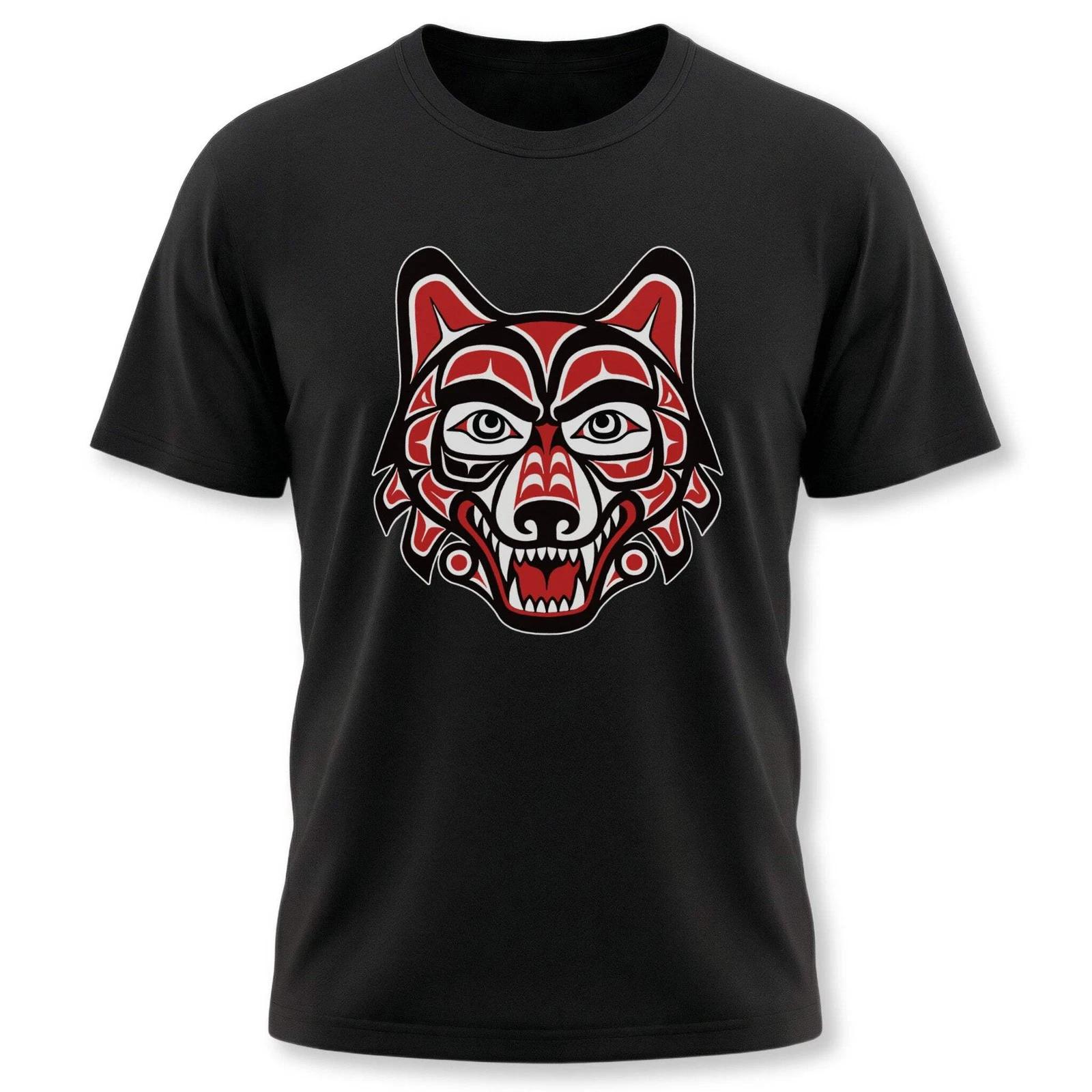 Northwest Coast Wolf Head T-Shirt | Indigenous Tribal Art Graphic Tee | Wolf XXL