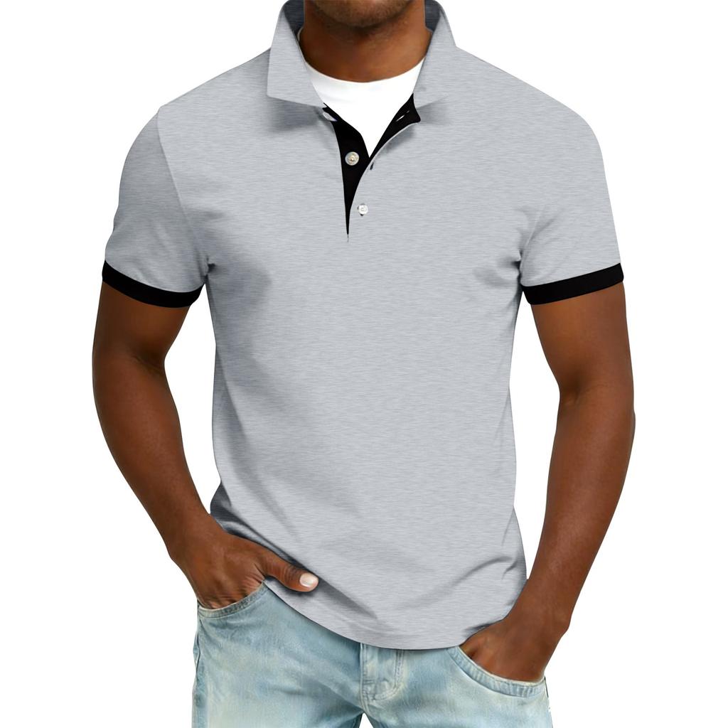 Men's Summer Button Lapel Loose Short Sleeve Top Men's Casual Fashion Top